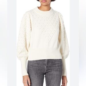 French Connection Cream Crew Neck Sweater with Ribbed Detailing